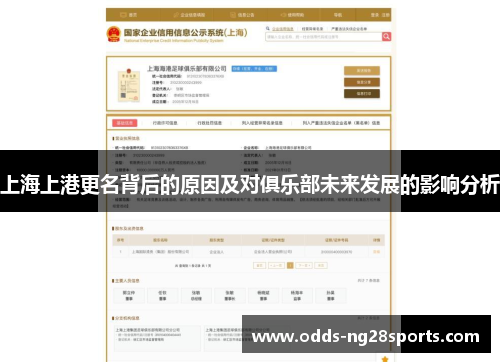 上海上港更名背后的原因及对俱乐部未来发展的影响分析